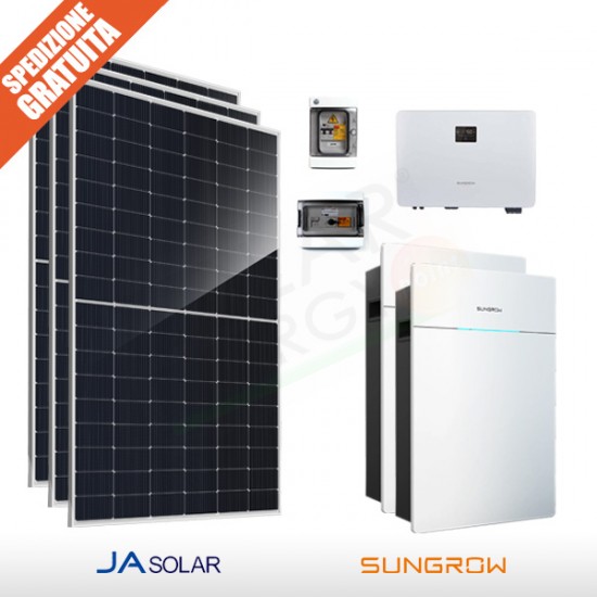 KIT FOTOVOLTAICO 6.5 KW JA SOLAR – SUNGROW CON ACCUMULO DA 10.24 KWH