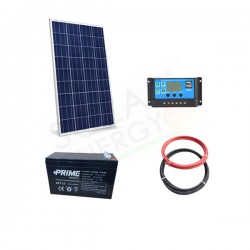 KIT SOLARE PRO 10W 12V – MODULO 10W / REGOLATORE 10A / BATTERIA 7AH / CAVI