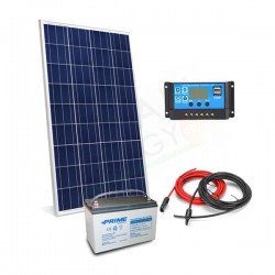 KIT SOLARE PRO 100W 12V – MODULO 100W / REGOLATORE 10A / BATTERIA 100AH / CAVI