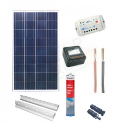 KIT SOLARE CAMPER PLUS 100W 12V – MODULO 100W / REGOLATORE 10A PWM / ACCESSORI FISSAGGIO