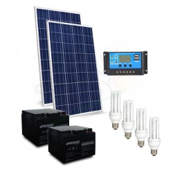 KIT SOLARE ILLUMINAZIONE 60W 24V PER INTERNI 4 LAMPADE FLUORESCENTI - AUTONOMIA 5 ORE