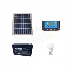 KIT SOLARE ILLUMINAZIONE 5W 12V PER INTERNI 1 LAMPADA LED - AUTONOMIA 1 ORE