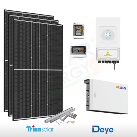 KIT FOTOVOLTAICO 3.2 KW TRINA SOLAR – DEYE CON ACCUMULO OK SOLAR 5 KWH (COMPLETO)