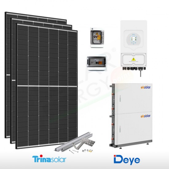 KIT FOTOVOLTAICO 6.4 KW TRINA SOLAR – DEYE CON ACCUMULO OK SOLAR 10 KWH (COMPLETO)